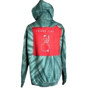 Jean-Michel Basquiat Cassius Clay Green Tie-dye Pullover Hoodie Sweatshirt|Sz:S